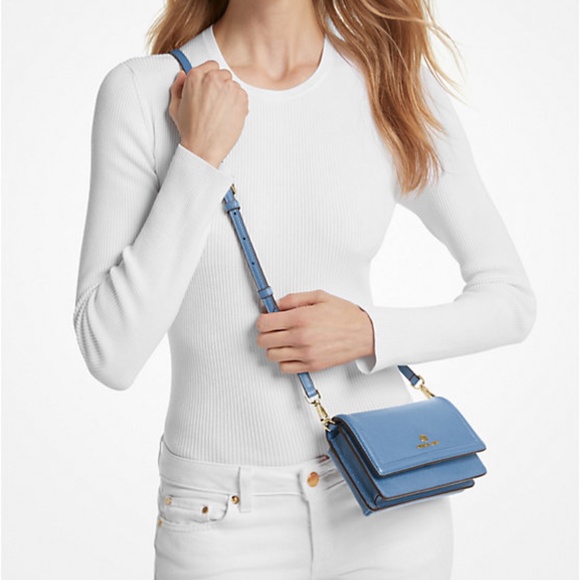 Michael Kors Handbags - Michael Kors Blue Pebbled Leather Crossbody Bag